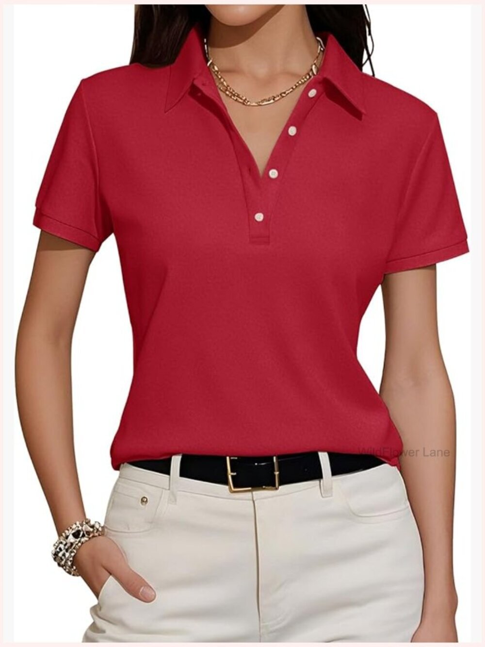Womens Polo Shirts Summer Business Casual Work Tops Short Sleeve Button Down